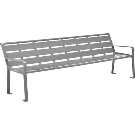 Global Industrial 8ft Outdoor Horizontal Steel Slat Park Bench w/ Back, Gray 436976GY